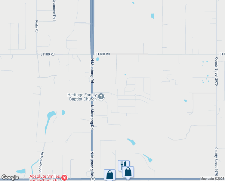 map of restaurants, bars, coffee shops, grocery stores, and more near Hollow Brook Drive in Tuttle