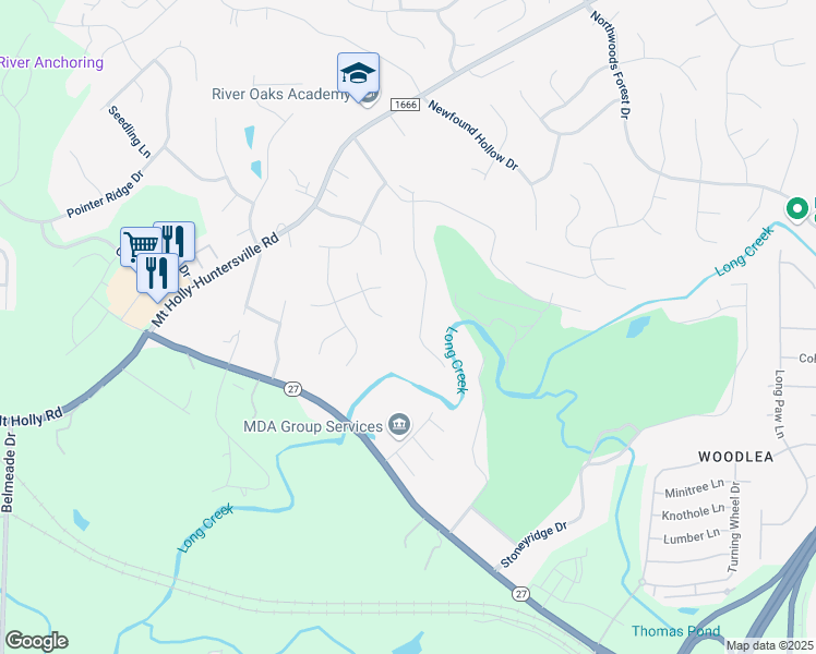 map of restaurants, bars, coffee shops, grocery stores, and more near 638 Pine Forest Road in Charlotte