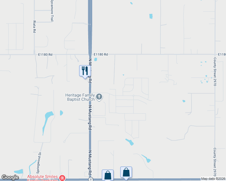map of restaurants, bars, coffee shops, grocery stores, and more near Hollow Brook Drive in Tuttle