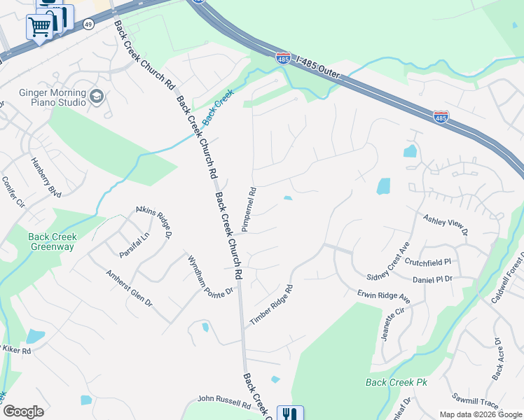 map of restaurants, bars, coffee shops, grocery stores, and more near in Charlotte