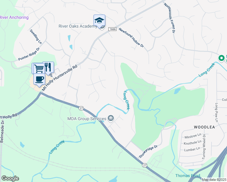 map of restaurants, bars, coffee shops, grocery stores, and more near 638 Pine Forest Road in Charlotte