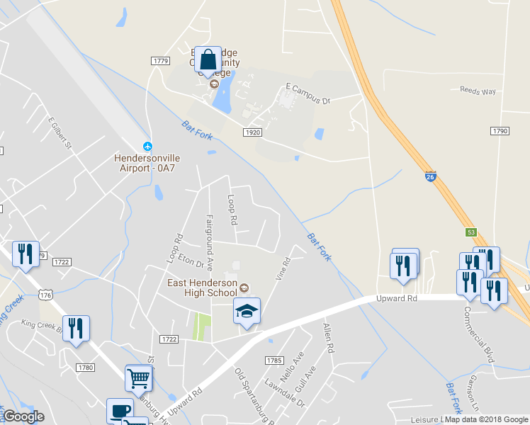 map of restaurants, bars, coffee shops, grocery stores, and more near 625 Clearview Dr in Hendersonville