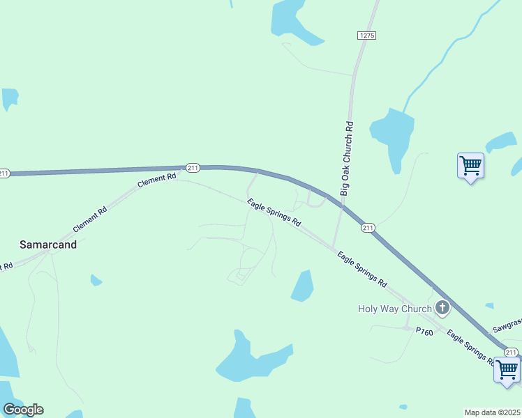 map of restaurants, bars, coffee shops, grocery stores, and more near Eaglewood Lane in Moore County