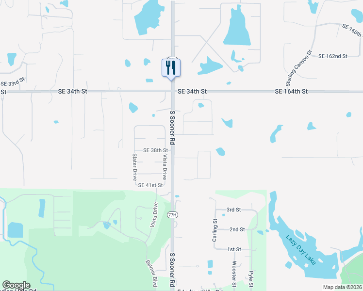map of restaurants, bars, coffee shops, grocery stores, and more near 3820 South Sooner Road in Oklahoma City
