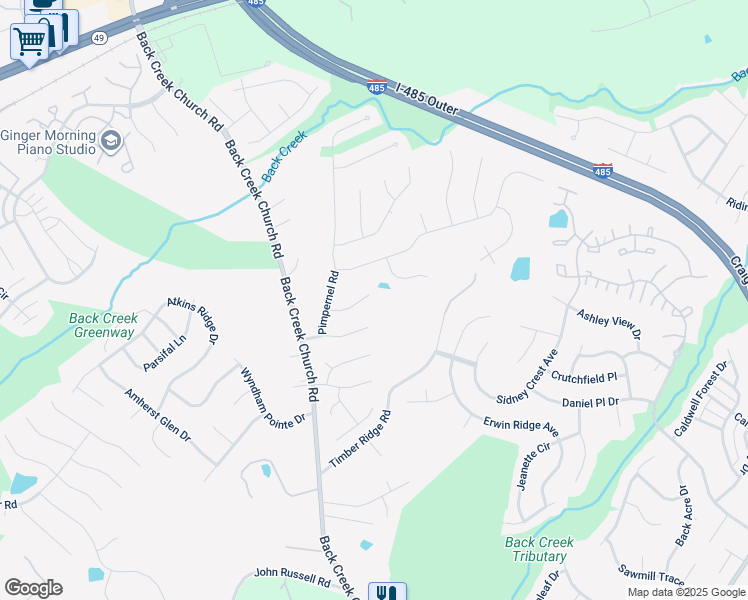 map of restaurants, bars, coffee shops, grocery stores, and more near 10444 Henbane Court in Charlotte