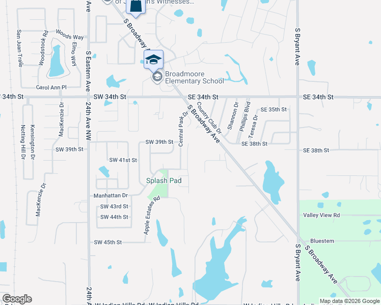 map of restaurants, bars, coffee shops, grocery stores, and more near 4109 Applegate Drive in Moore