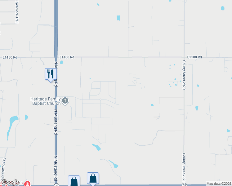 map of restaurants, bars, coffee shops, grocery stores, and more near 719 Sweetgum in Tuttle