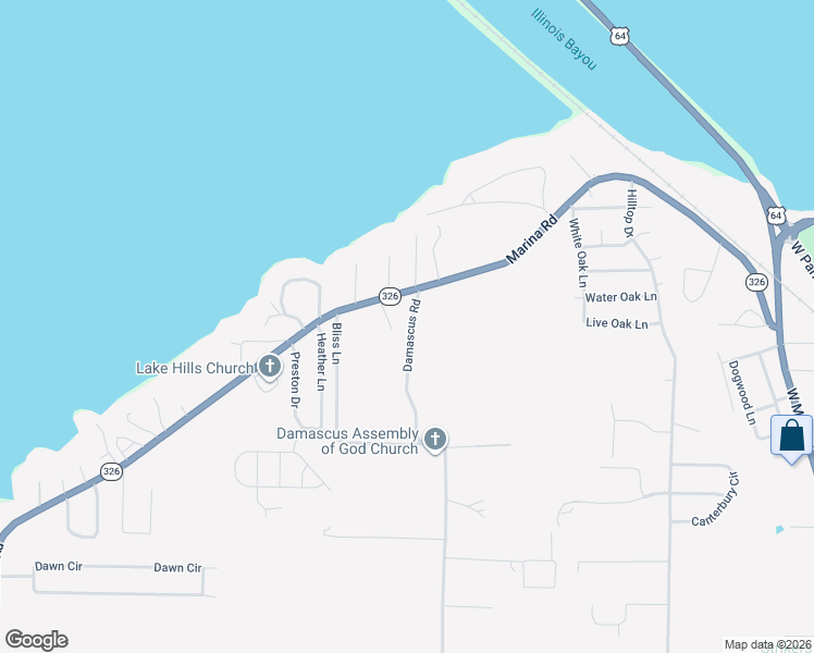 map of restaurants, bars, coffee shops, grocery stores, and more near 111 Damascus Road in Russellville