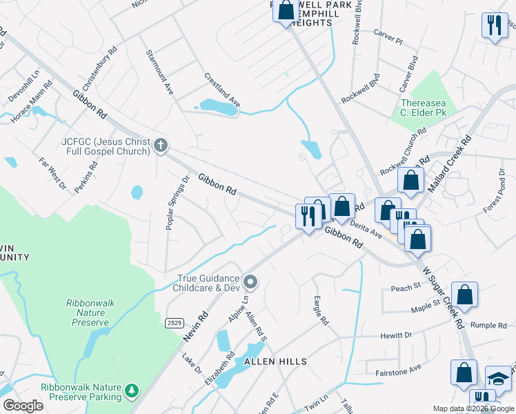 map of restaurants, bars, coffee shops, grocery stores, and more near in Charlotte