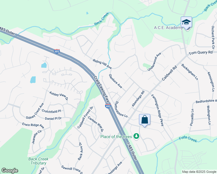 map of restaurants, bars, coffee shops, grocery stores, and more near 3584 Draycott Avenue in Charlotte