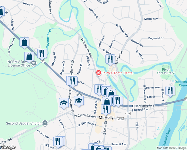 map of restaurants, bars, coffee shops, grocery stores, and more near 215 Woodlawn Avenue in Belmont