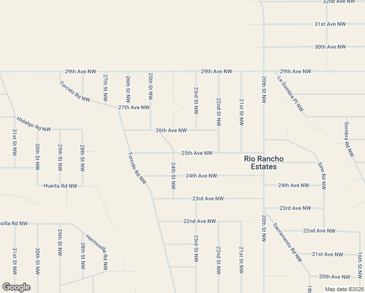 map of restaurants, bars, coffee shops, grocery stores, and more near 25th Avenue Northwest in Rio Rancho