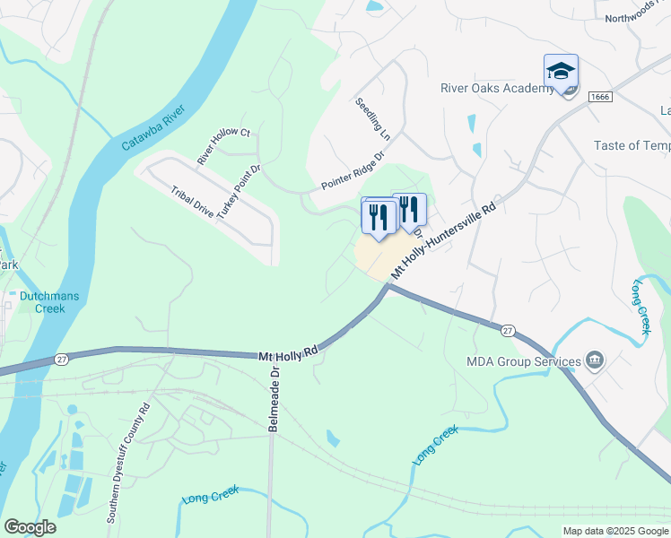 map of restaurants, bars, coffee shops, grocery stores, and more near 11230 Mount Holly Road in Charlotte