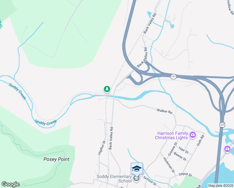 map of restaurants, bars, coffee shops, grocery stores, and more near 11735 Old Back Valley Road in Soddy-Daisy