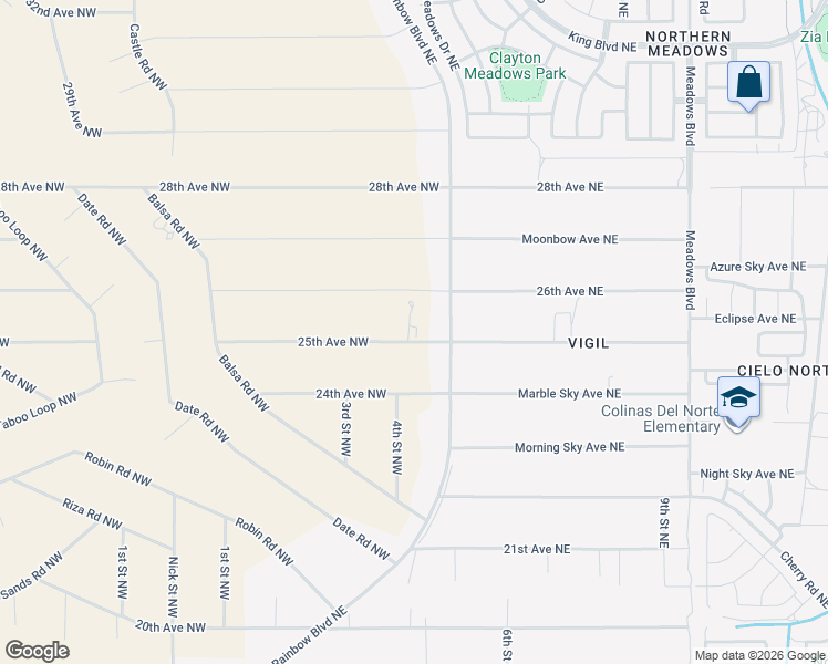 map of restaurants, bars, coffee shops, grocery stores, and more near 9999 24th Avenue Northwest in Rio Rancho