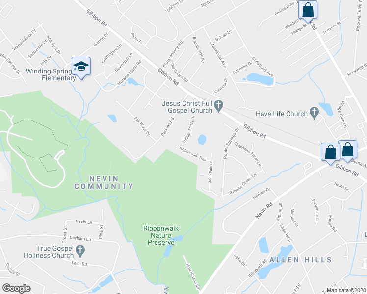 map of restaurants, bars, coffee shops, grocery stores, and more near 4419 Trillium Fields Drive in Charlotte