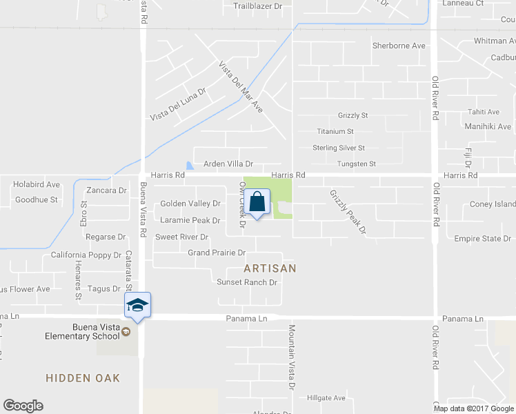 map of restaurants, bars, coffee shops, grocery stores, and more near 10613 Quiet Breeze Lane in Bakersfield