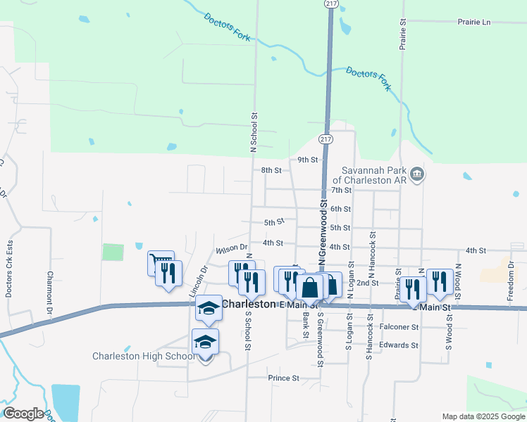 map of restaurants, bars, coffee shops, grocery stores, and more near 19 6th Street in Charleston
