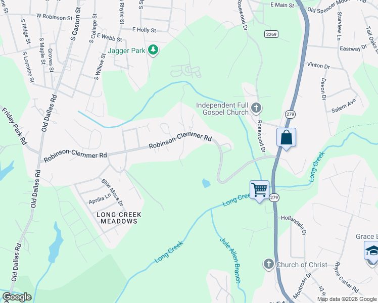 map of restaurants, bars, coffee shops, grocery stores, and more near 607 Robinson-Clemmer Road in Dallas