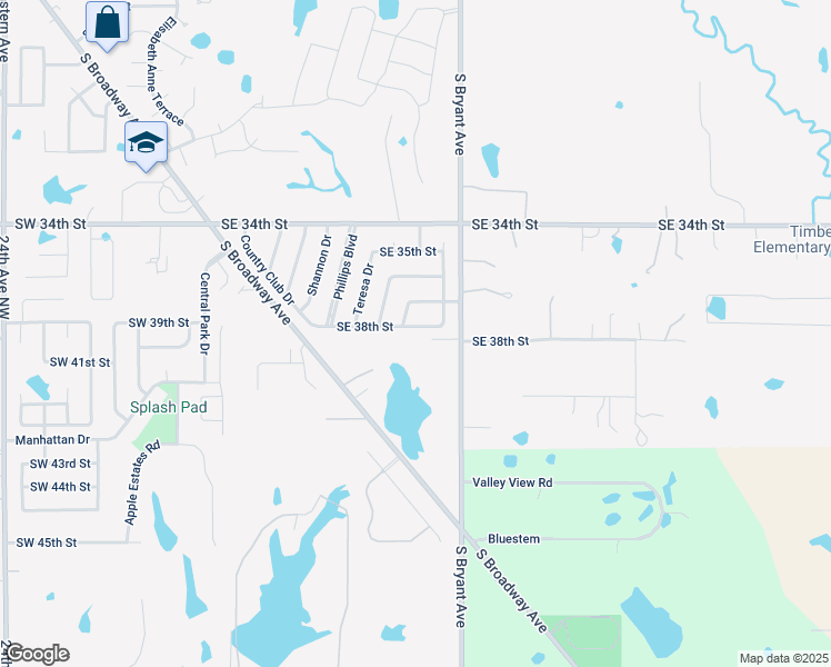 map of restaurants, bars, coffee shops, grocery stores, and more near 900 Southeast 37th Street in Moore