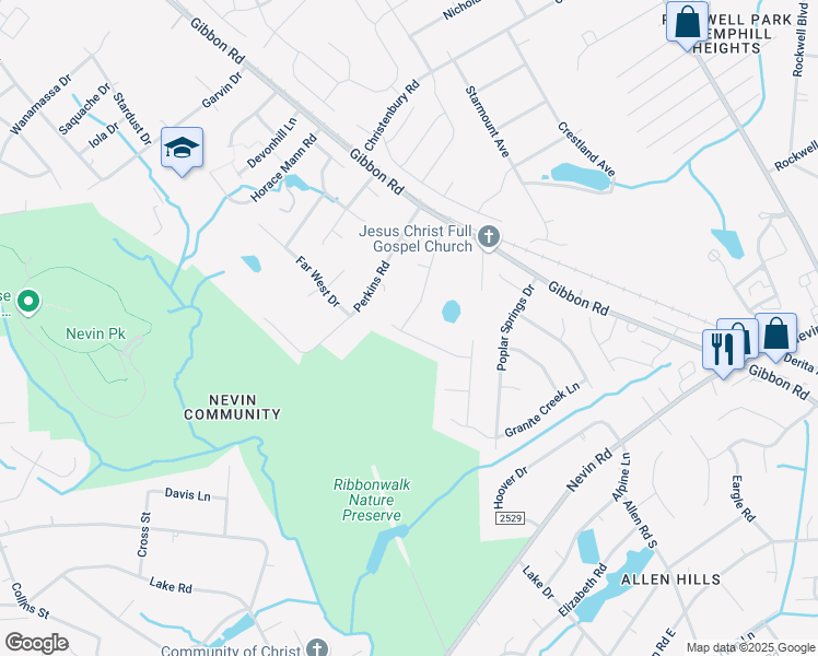 map of restaurants, bars, coffee shops, grocery stores, and more near 3636 Ribbonwalk Trail in Charlotte