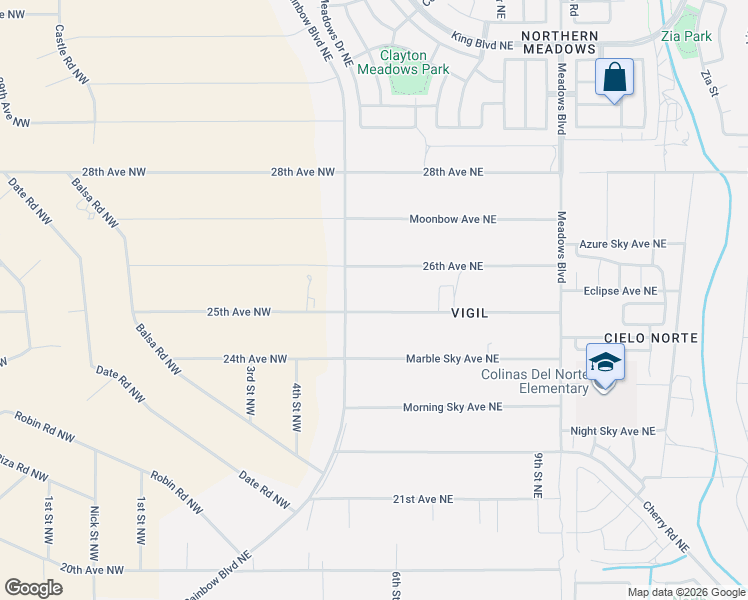 map of restaurants, bars, coffee shops, grocery stores, and more near 714 Nightglow Avenue Northeast in Rio Rancho