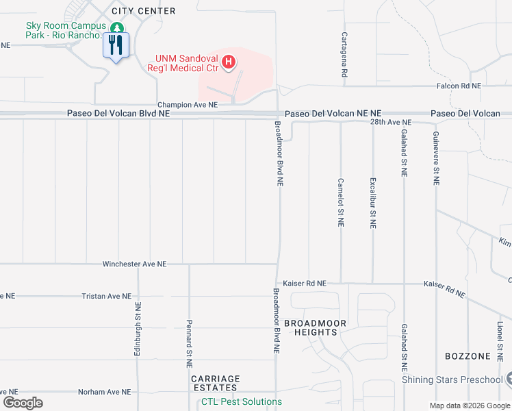 map of restaurants, bars, coffee shops, grocery stores, and more near Westminster Street Northeast in Rio Rancho