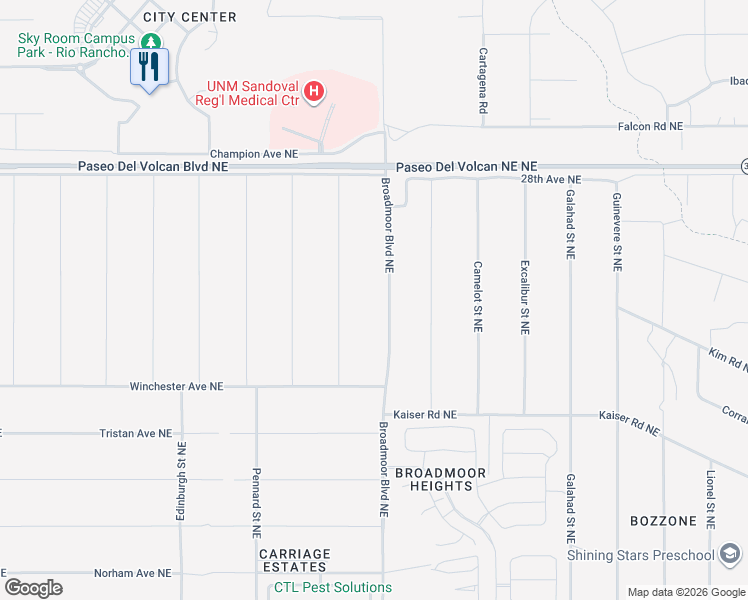 map of restaurants, bars, coffee shops, grocery stores, and more near 705 Pinetree Road Southeast in Rio Rancho
