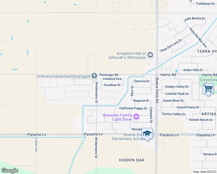 map of restaurants, bars, coffee shops, grocery stores, and more near 11810 Goodhue Street in Bakersfield