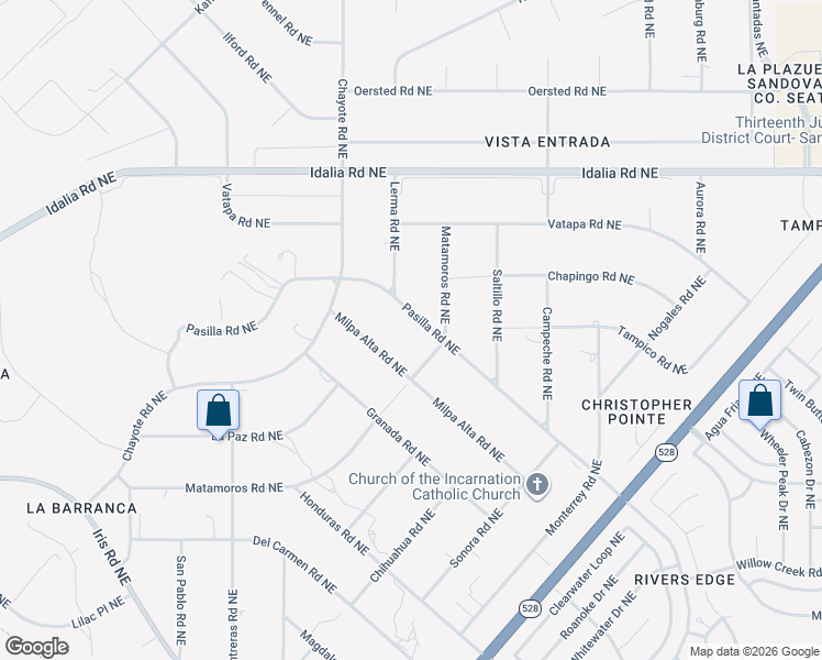 map of restaurants, bars, coffee shops, grocery stores, and more near 6508 Pasilla Road Northeast in Rio Rancho