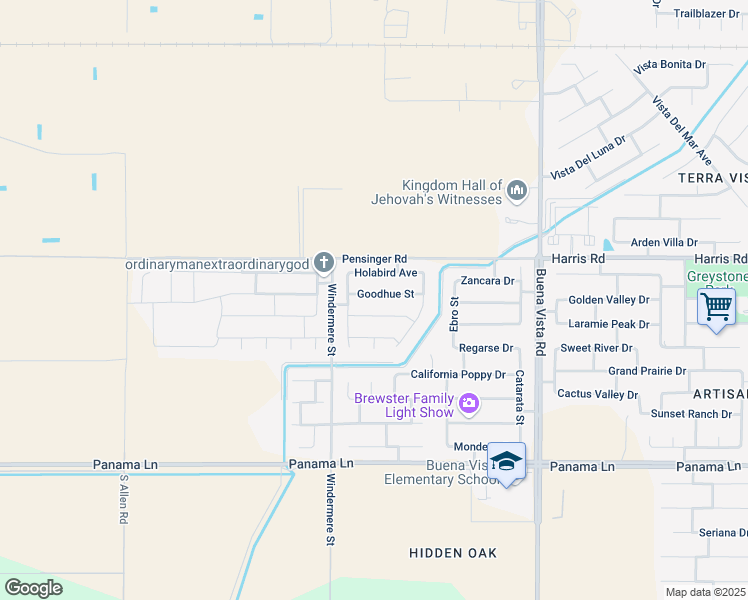 map of restaurants, bars, coffee shops, grocery stores, and more near 11810 Goodhue Street in Bakersfield