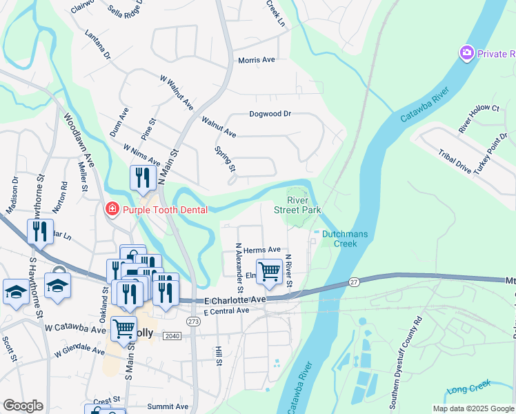 map of restaurants, bars, coffee shops, grocery stores, and more near 417 North Lee Street in Mount Holly