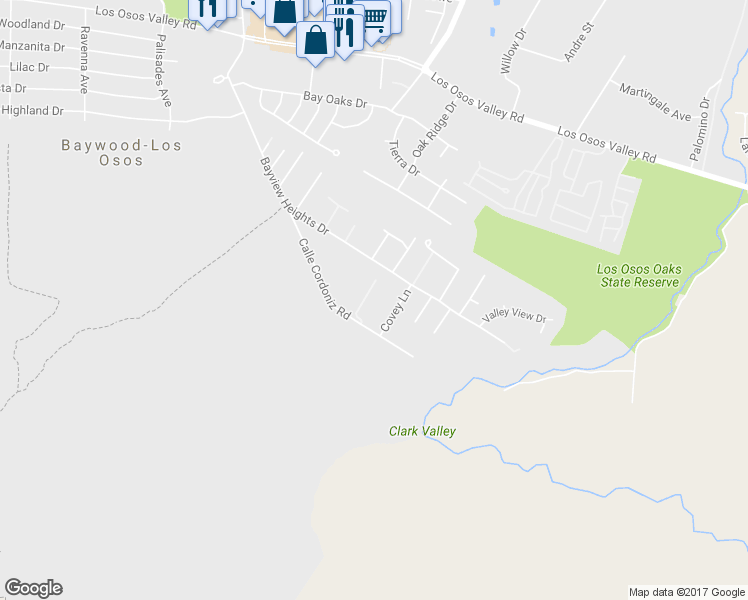 map of restaurants, bars, coffee shops, grocery stores, and more near 1175 Calle Cordoniz Road in Baywood-Los Osos