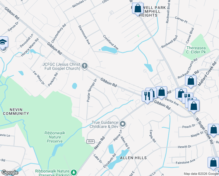 map of restaurants, bars, coffee shops, grocery stores, and more near in Charlotte