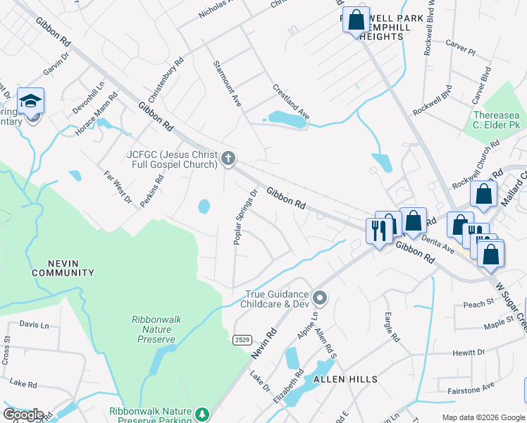 map of restaurants, bars, coffee shops, grocery stores, and more near in Charlotte