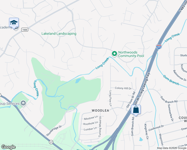 map of restaurants, bars, coffee shops, grocery stores, and more near 9424 Hickory Creek Road in Charlotte