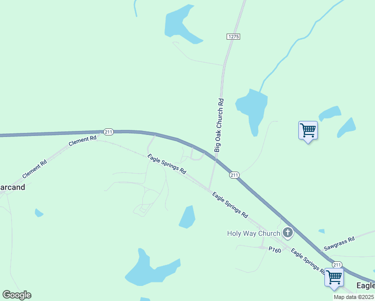 map of restaurants, bars, coffee shops, grocery stores, and more near 1367 North Carolina 211 in Eagle Springs