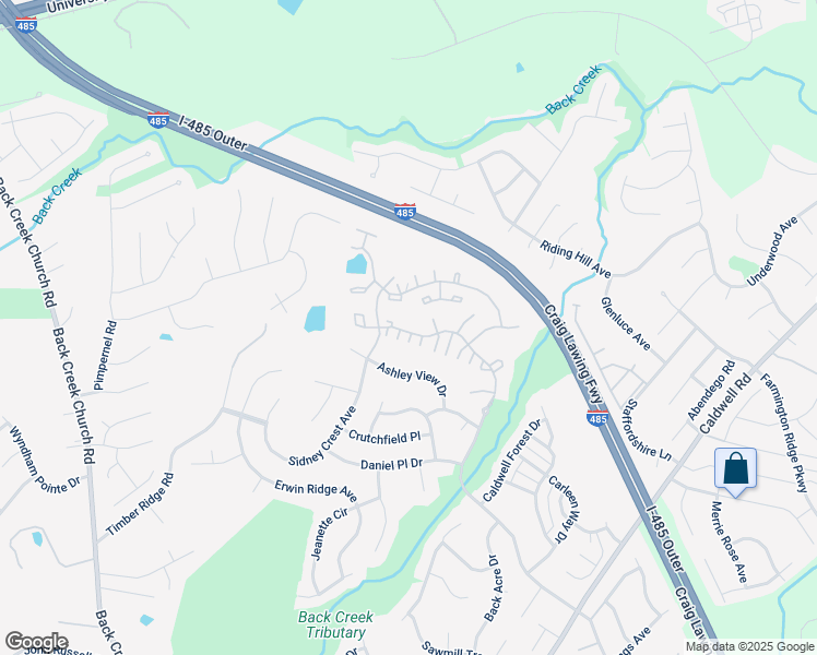 map of restaurants, bars, coffee shops, grocery stores, and more near 3131 Falling Rock Court in Charlotte
