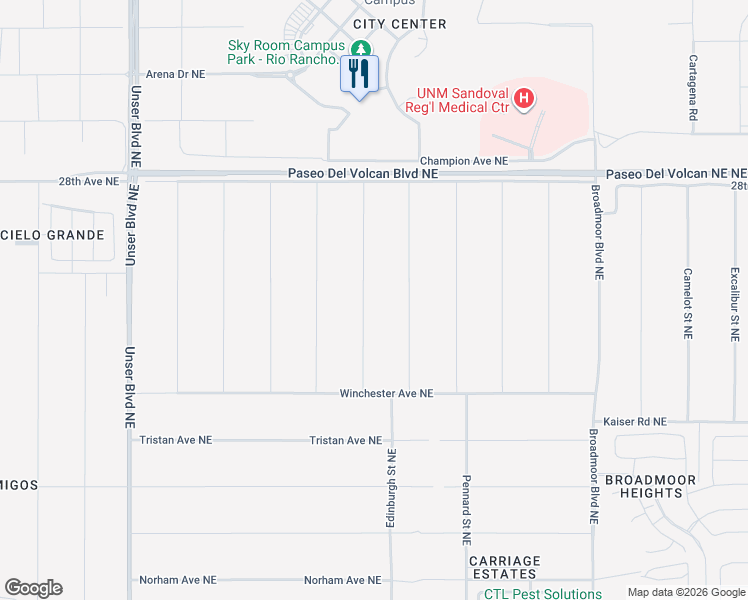 map of restaurants, bars, coffee shops, grocery stores, and more near 2700 Hatfield Street Northeast in Rio Rancho