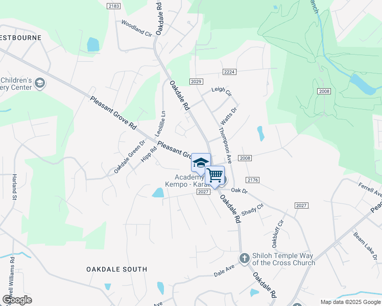map of restaurants, bars, coffee shops, grocery stores, and more near 5928 Pleasant Grove Road in Charlotte