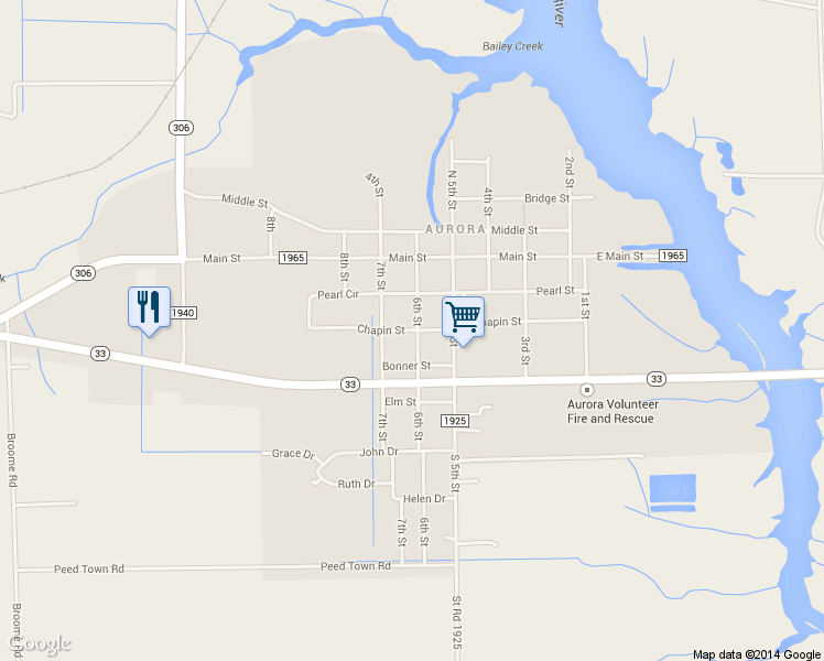 map of restaurants, bars, coffee shops, grocery stores, and more near 204 Chapin Street in Aurora