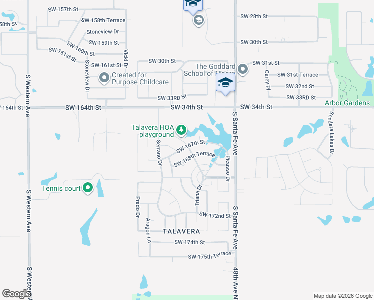 map of restaurants, bars, coffee shops, grocery stores, and more near 200 Southwest 167th Street in Oklahoma City