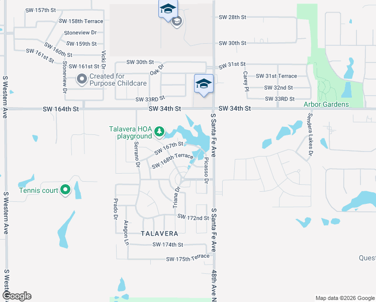 map of restaurants, bars, coffee shops, grocery stores, and more near 125 Southwest 168th Terrace in Oklahoma City