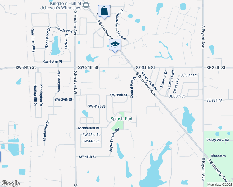 map of restaurants, bars, coffee shops, grocery stores, and more near 329 Southwest 39th Street in Moore
