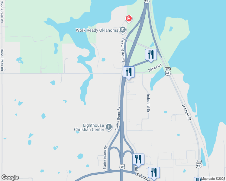 map of restaurants, bars, coffee shops, grocery stores, and more near 900 Bunny Creek Road in Eufaula