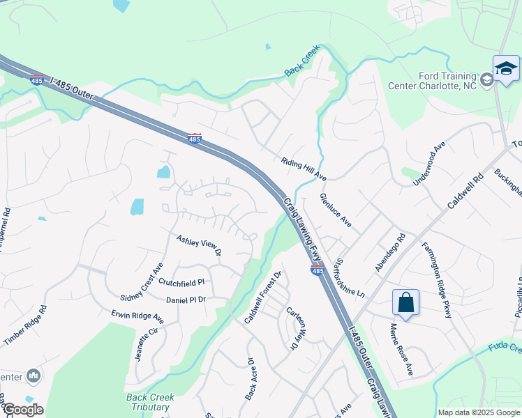map of restaurants, bars, coffee shops, grocery stores, and more near 16857 Timber Crossing Road in Charlotte