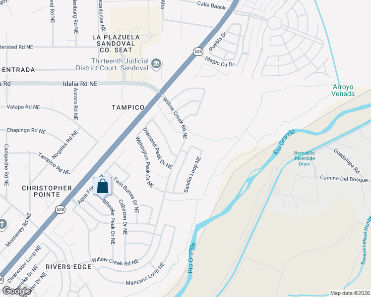 map of restaurants, bars, coffee shops, grocery stores, and more near 2596 Sandia Loop NE in Rio Rancho