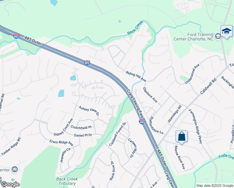 map of restaurants, bars, coffee shops, grocery stores, and more near 16857 Timber Crossing Road in Charlotte
