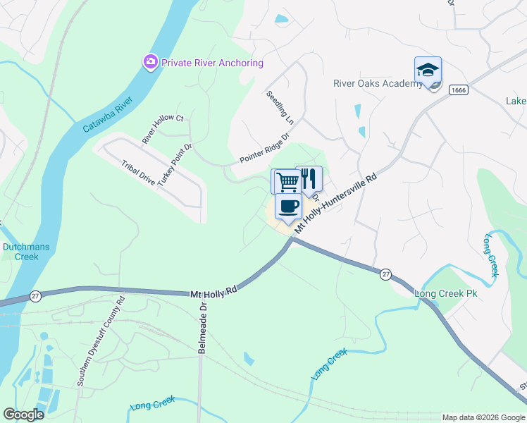 map of restaurants, bars, coffee shops, grocery stores, and more near 130 LarneTown Court in Charlotte