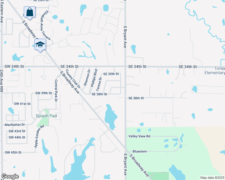 map of restaurants, bars, coffee shops, grocery stores, and more near 900 Southeast 37th Street in Moore